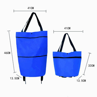 Large Capacity Foldable And Portable Wheels Shopping Grocery Bag