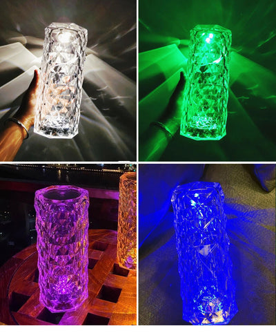 Rose Light And Shadow Projector LED Night Light Diamond Crystal Atmosphere Lamp USB Touch Control Bedside Decor Night Light